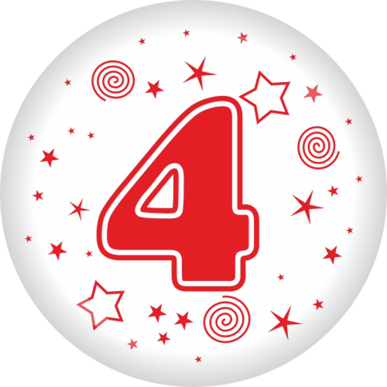 Button Zahl 4 Ø 50 mm