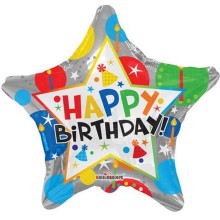 Ballonpost Geburtstag - Freie Motivwahl, Ballon Motive: Happy Birthday (Kunterbunter Stern)