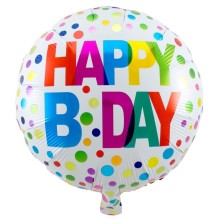 Ballonpost Geburtstag - Freie Motivwahl, Ballon Motive: Happy B-Day (Bunt Gepunktet)
