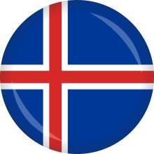 Button Flagge - Ø 50 mm, Nation: Island