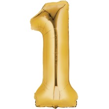 Folienballon - Freie Zahlwahl - Gold 66-86 cm, Zahl: 1
