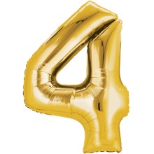 Folienballon - Freie Zahlwahl - Gold 66-86 cm, Zahl: 4