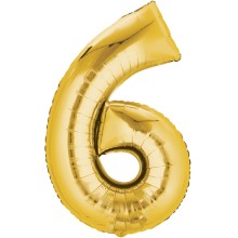 Folienballon - Freie Zahlwahl - Gold 66-86 cm, Zahl: 6