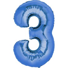 Ballonpost XXL Freie Zahlwahl 0-100 - Blau, Zahl: 3
