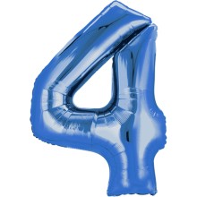 Ballonpost XXL Freie Zahlwahl 0-100 - Blau, Zahl: 4