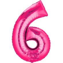 Folienballon - Freie Zahlwahl - Pink 66-86 cm, Zahl: 6