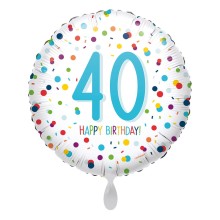 Folienballons Geburtstag - Gepunktet - Freie Zahlwahl Ø 45 cm, Zahl: 40