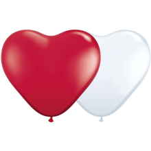 Herzballons bedrucken "Hochzeitsballons mit Ringe, Namen & Datum" Ø 25 cm - Ballondruck -, Farbe Ballon: Rot & Weiß