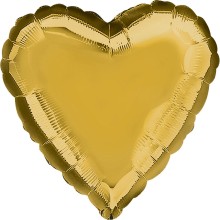 Folienballon Herz Ø 45 cm - Freie Farbwahl, Farbe Ballon: Gold (Druck 1-farbig)