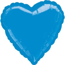 Folienballon Herz Ø 45 cm - Freie Farbwahl, Farbe Ballon: Blau (Druck 1-farbig)