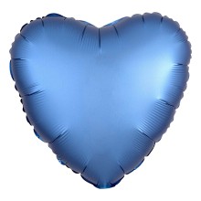 Folienballon Satin Herz Ø 45 cm - Freie Farbwahl, Farbe: Blau (Druck 1-farbig)