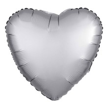 Folienballon Satin Herz Ø 45 cm - Freie Farbwahl, Farbe: Silber (Druck 1-farbig)