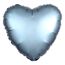 Folienballon Satin Herz Ø 45 cm - Freie Farbwahl, Farbe: Stahlblau