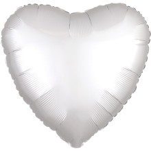 Folienballon Satin Herz Ø 45 cm - Freie Farbwahl, Farbe: Weiß (Druck 1-farbig)