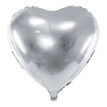 Folienballon XL Herz Ø 60 cm - Freie Farbwahl, Farbe Ballon: Silber (Druck 1-farbig)