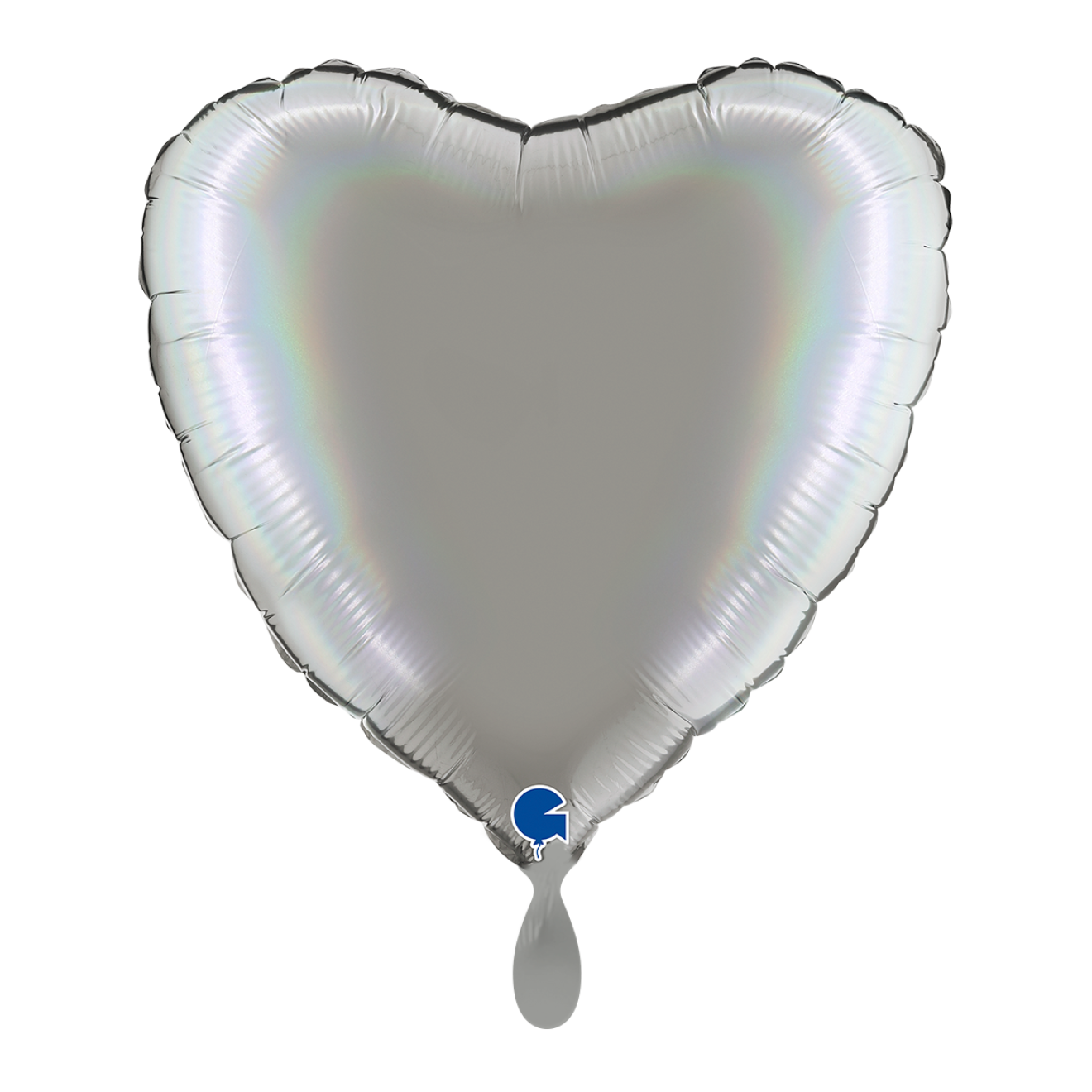 1 Balloon - Heart - Rainbow Holographic Platinum Pure