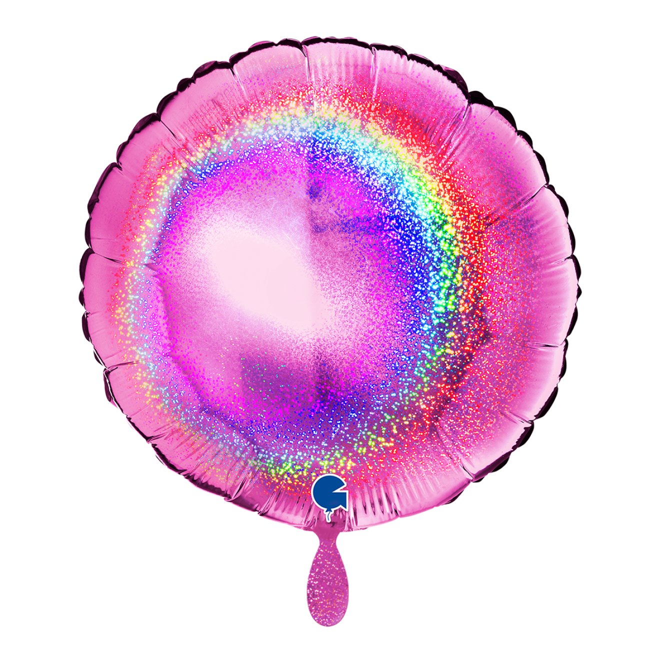 1 Balloon - Round - Glitter Holographic Fuxia
