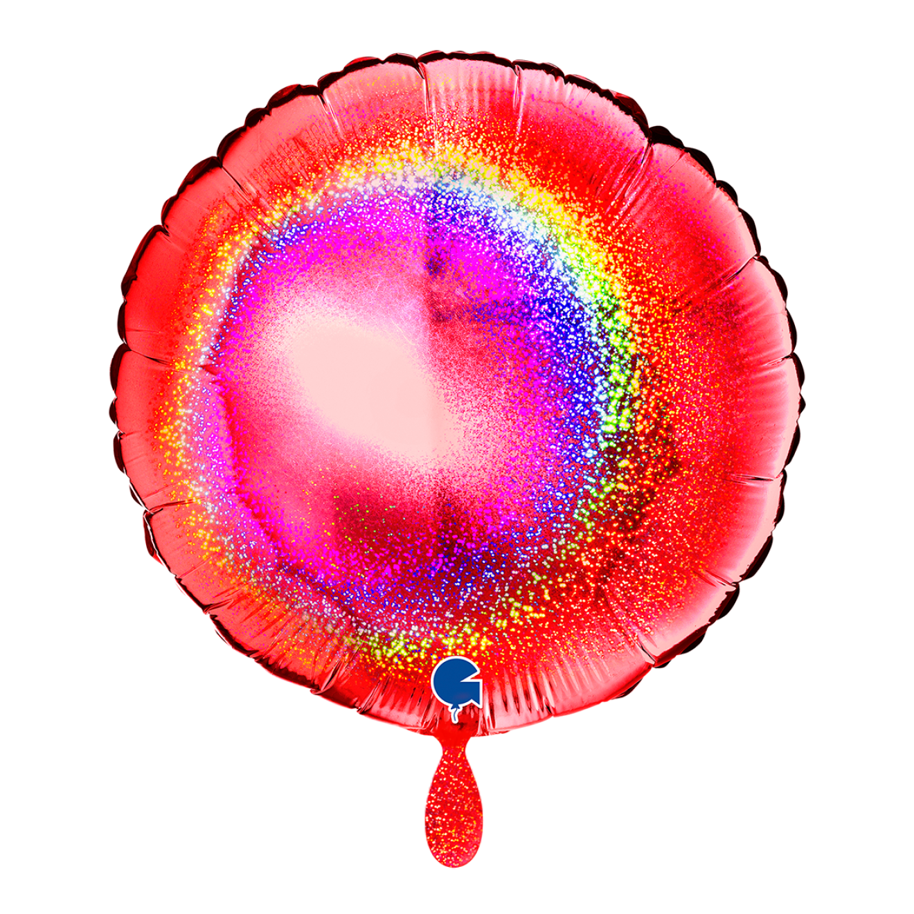 1 Balloon - Round - Glitter Holographic Red