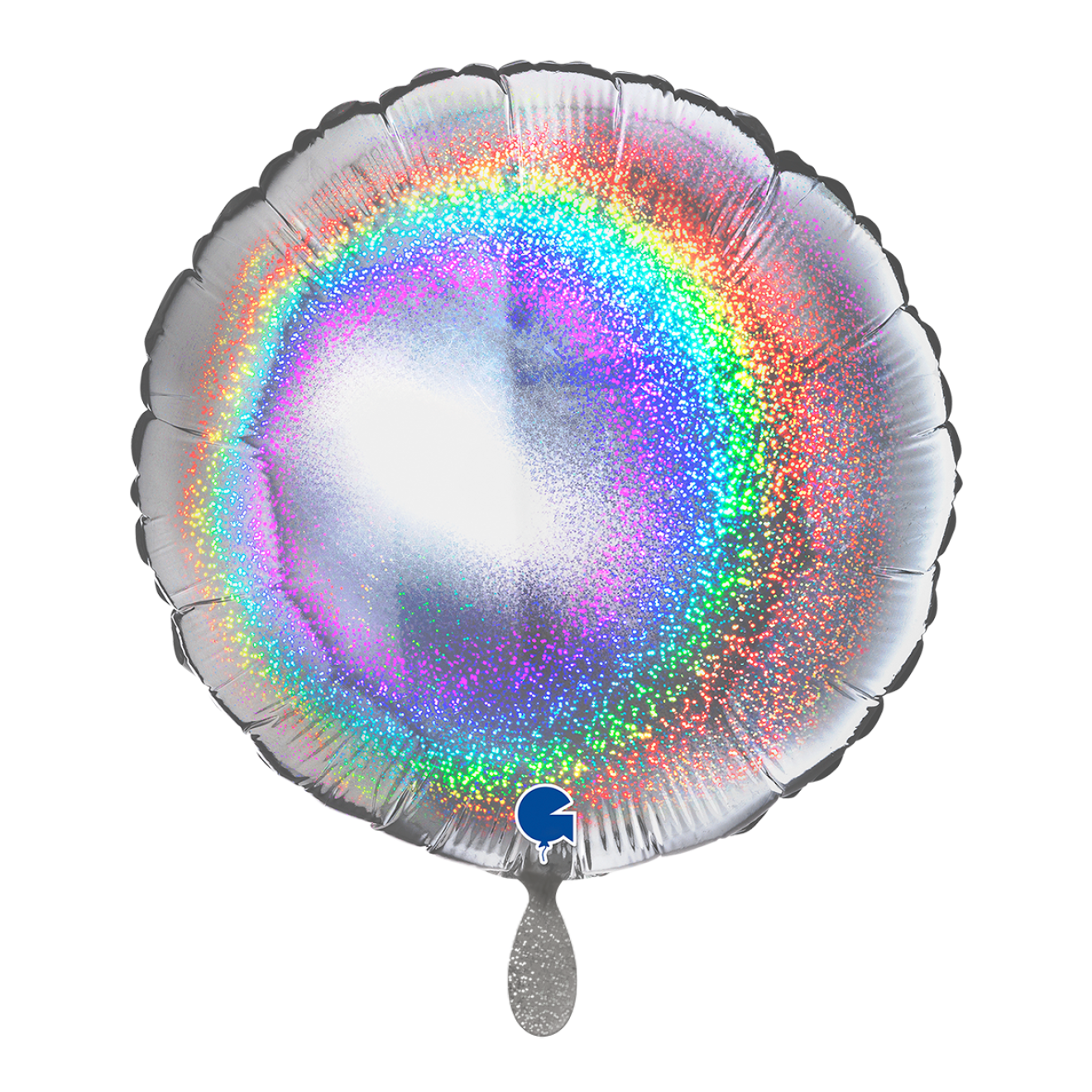1 Balloon - Round - Glitter Holographic Silver