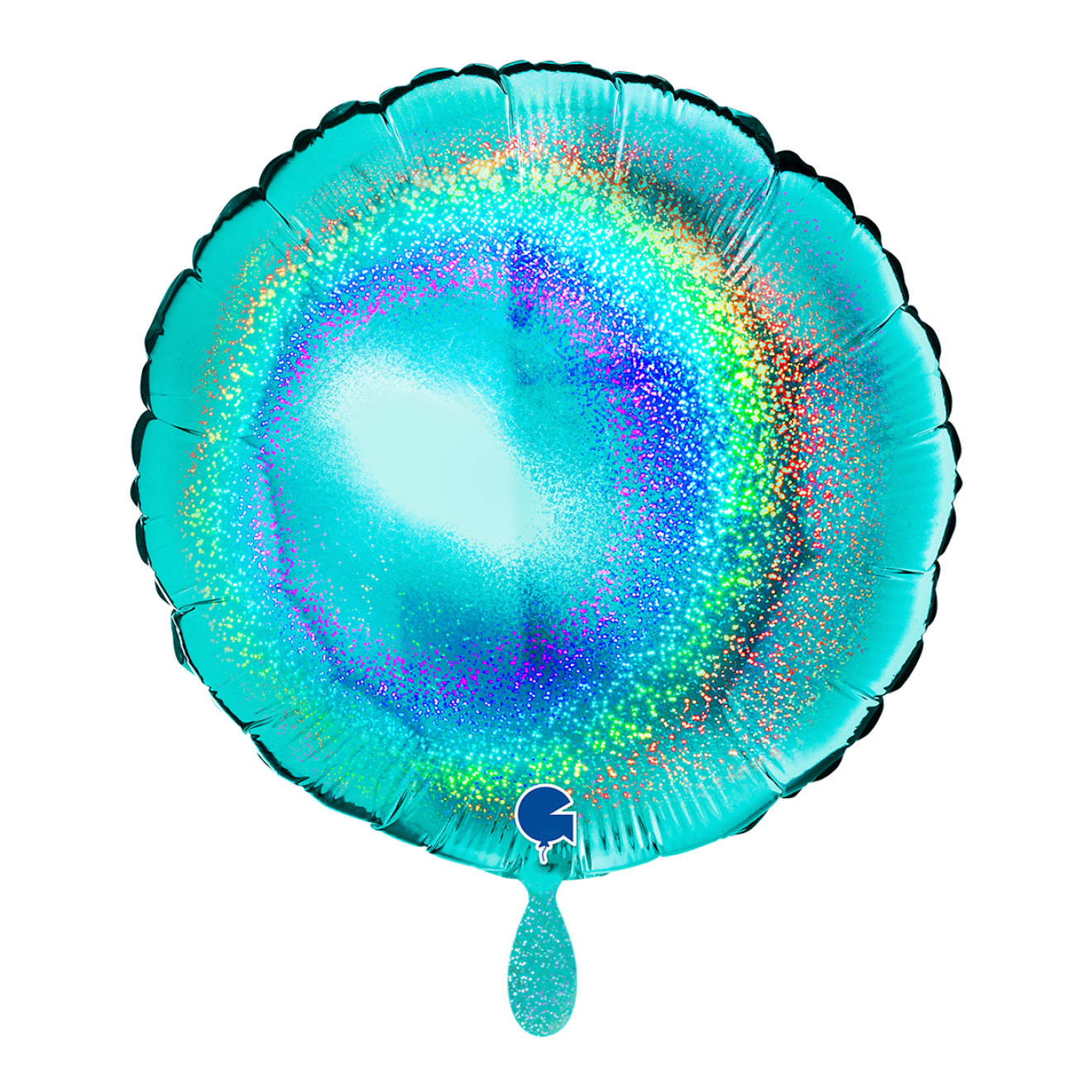 1 Balloon - Round - Glitter Holographic Tiffany