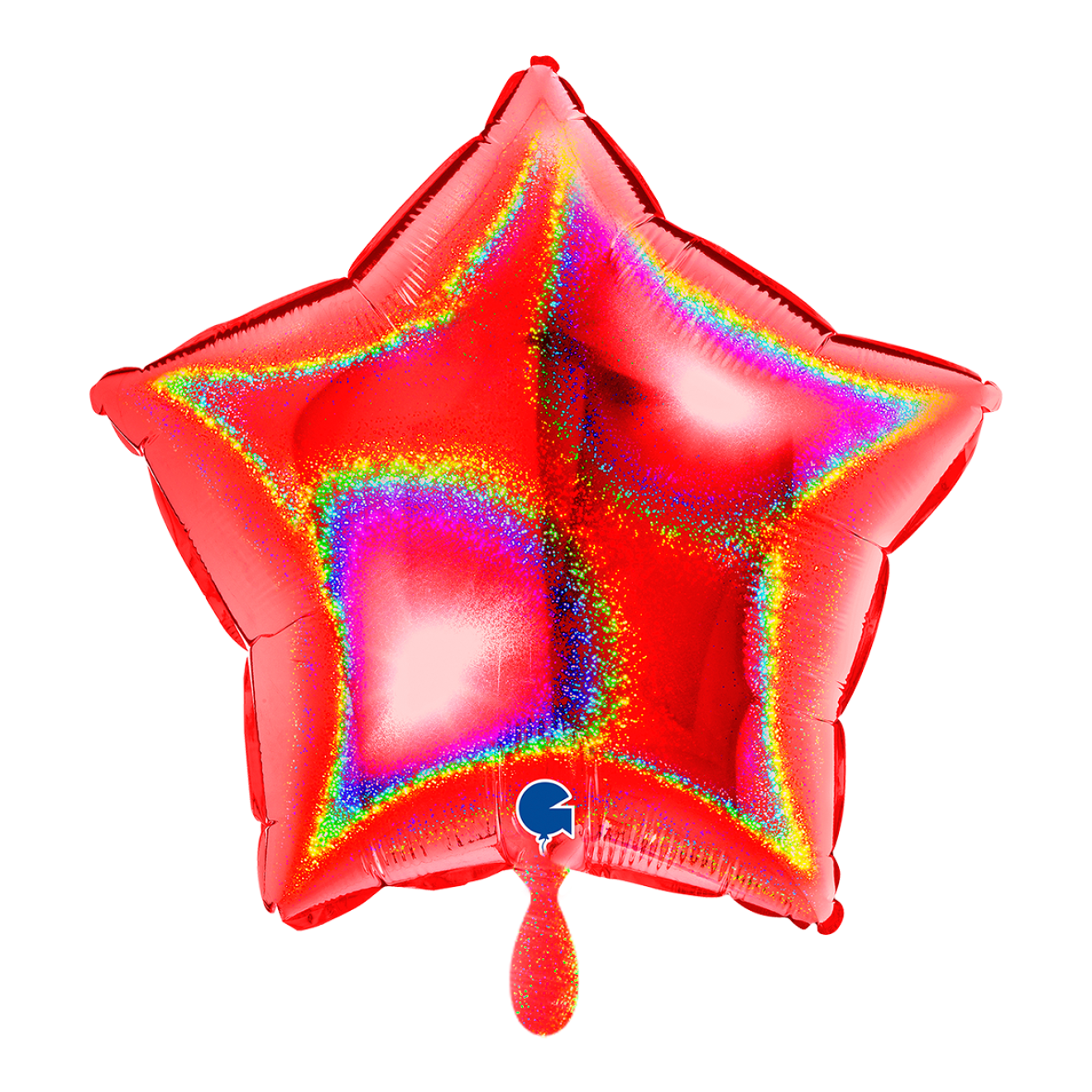 1 Balloon - Star - Glitter Holographic Red