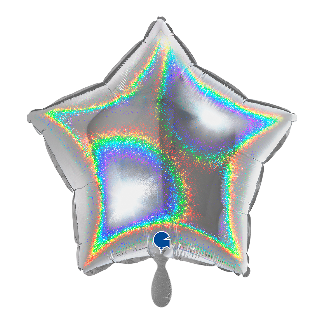 1 Balloon - Star - Glitter Holographic Silver