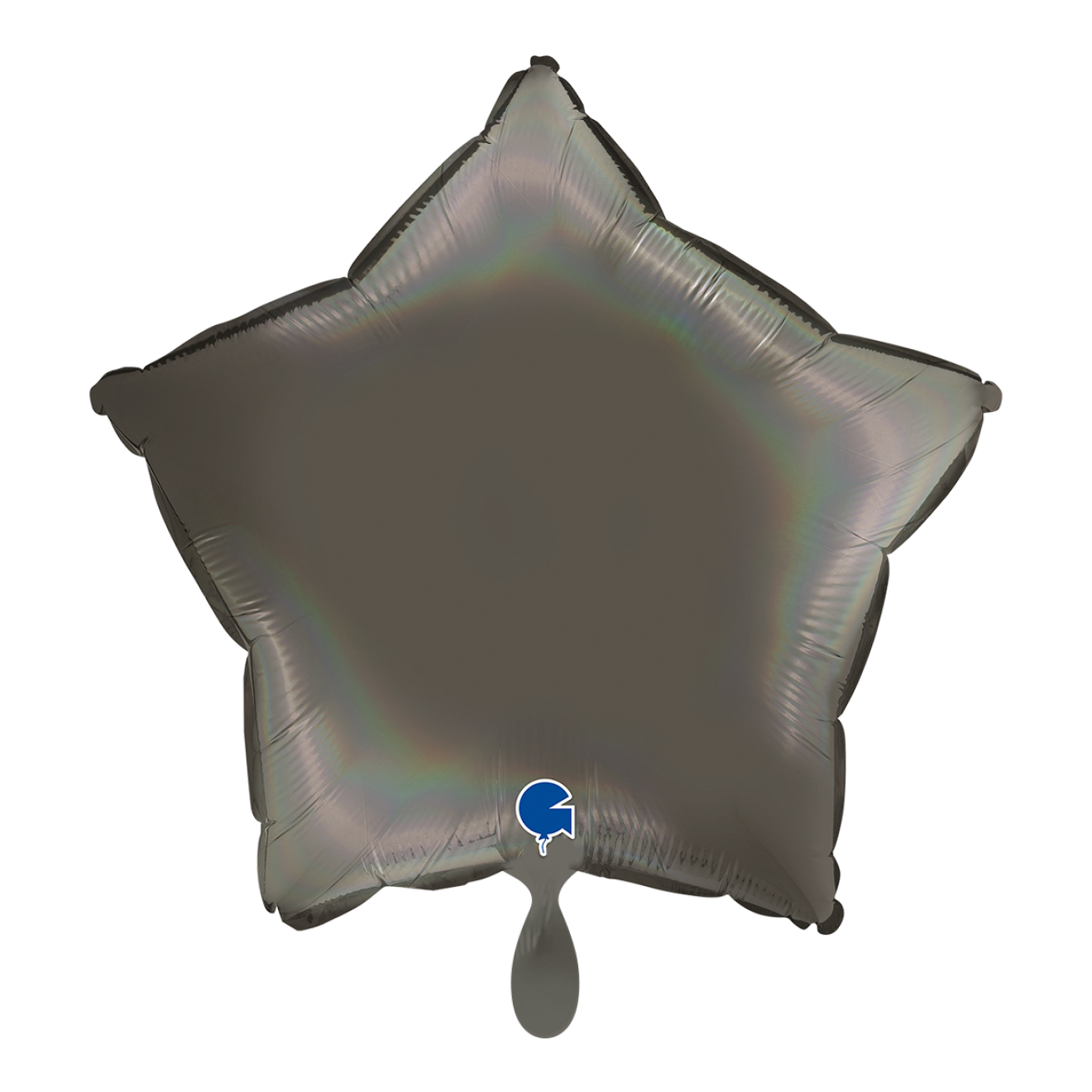 1 Balloon - Star - Rainbow Holographic Platinum Grey