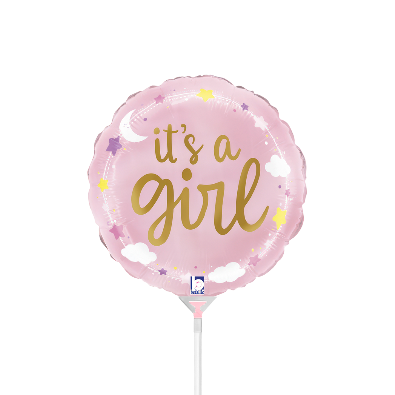 10 Miniballoons Airfilled - It's A Girl Stars & Clouds (Unverpackt)