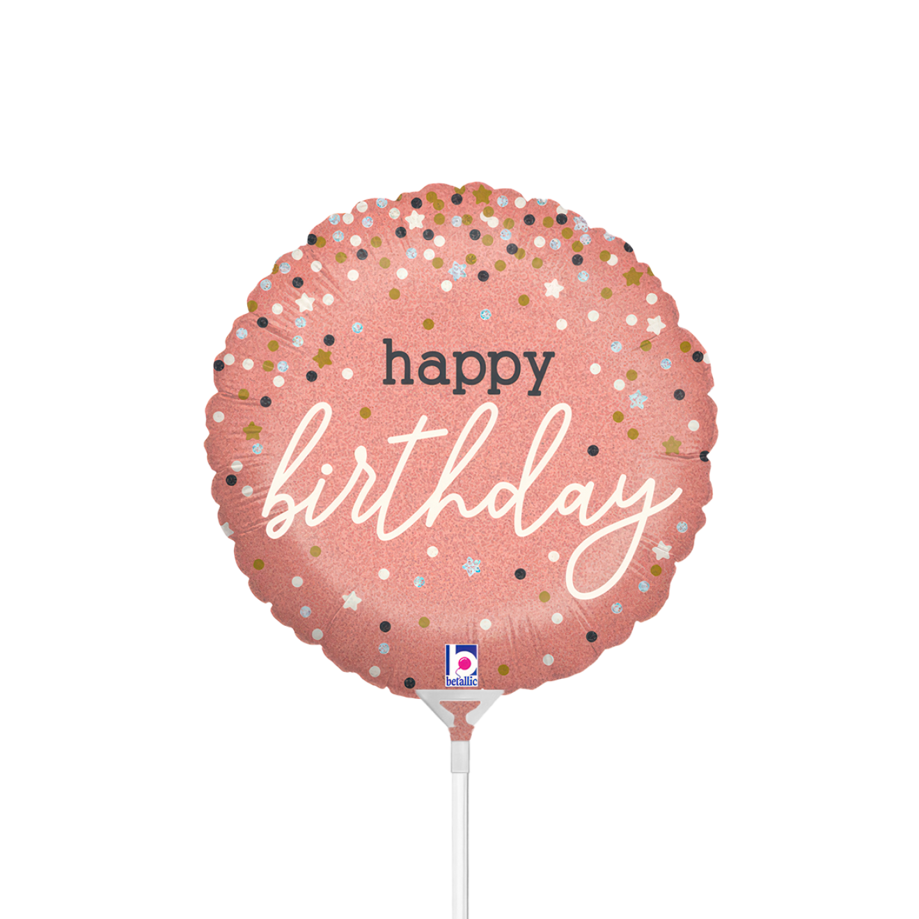 10 Miniballoons Airfilled - Rose Gold Confetti B-Day (Unverpackt)