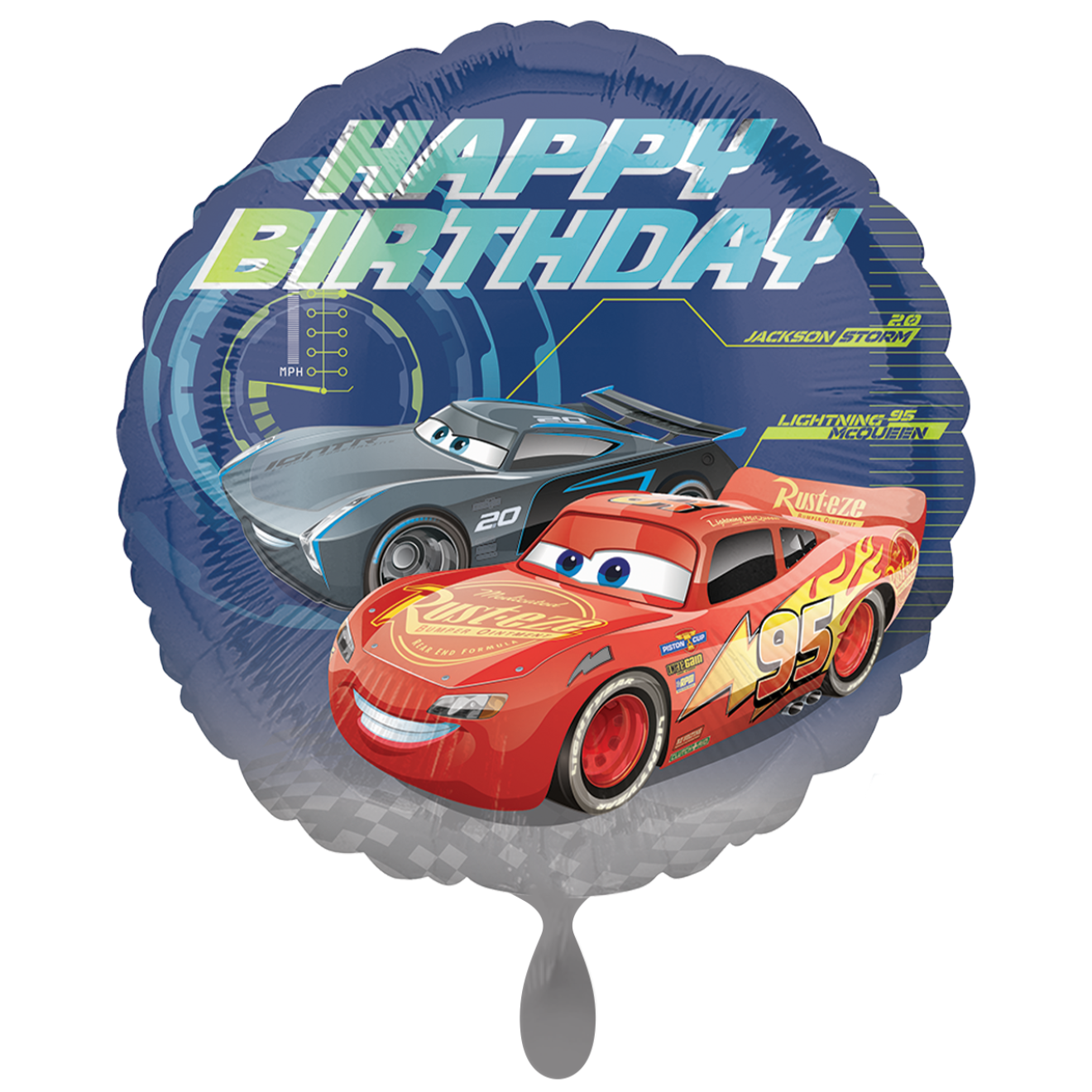 1 Balloon - Cars - Happy Birthday