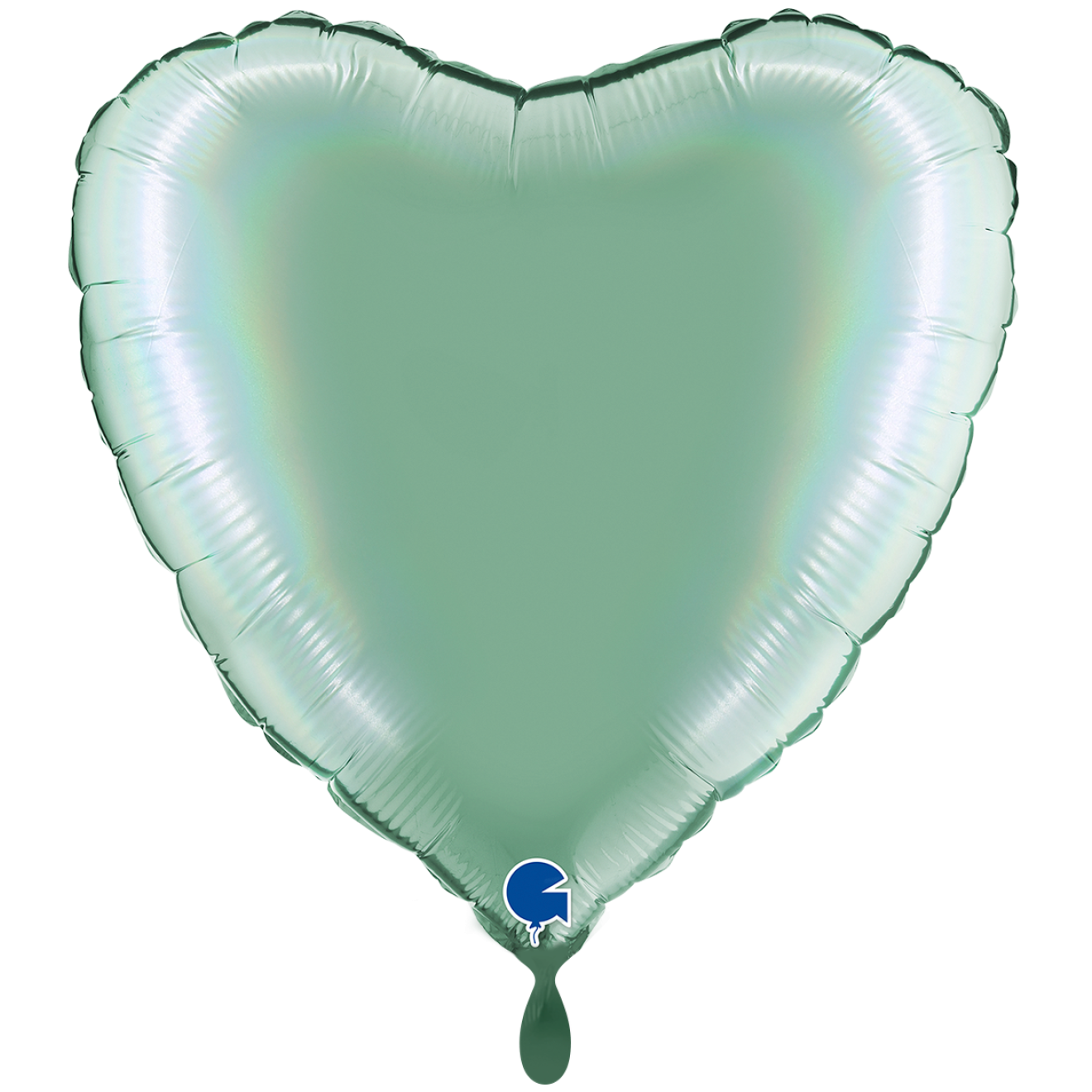 1 Balloon XXL - Heart - Rainbow Holographic Platinum Tiffany