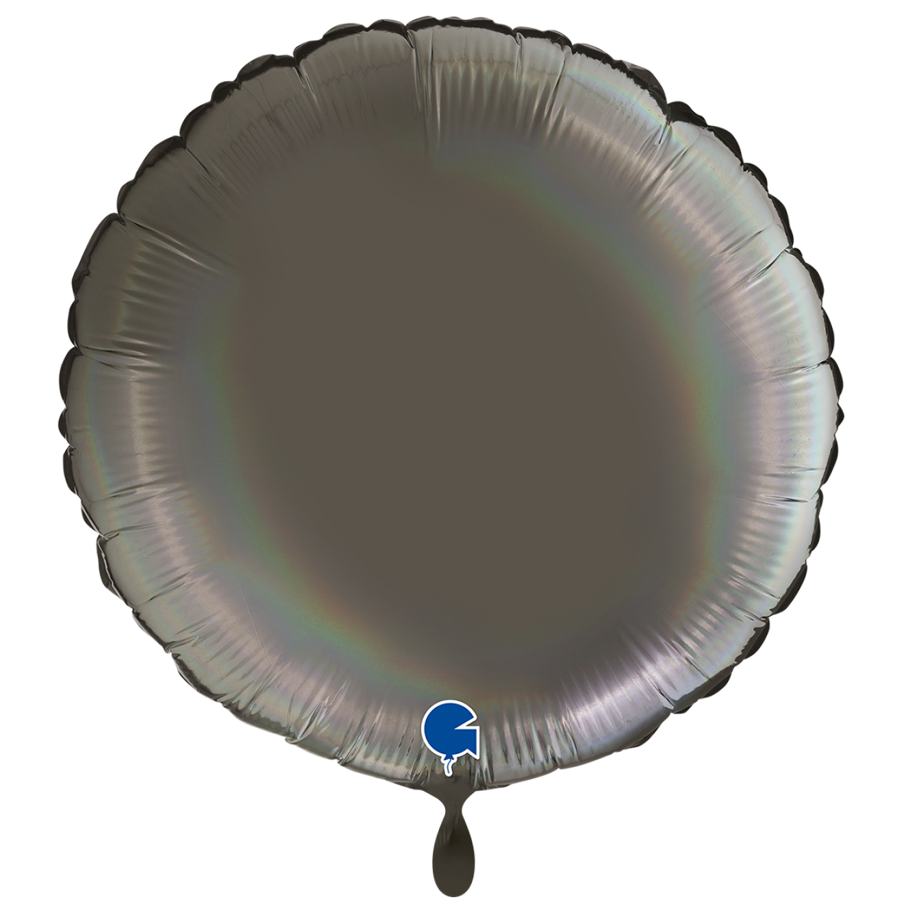 1 Balloon XXL - Round - Rainbow Holographic Platinum Grey