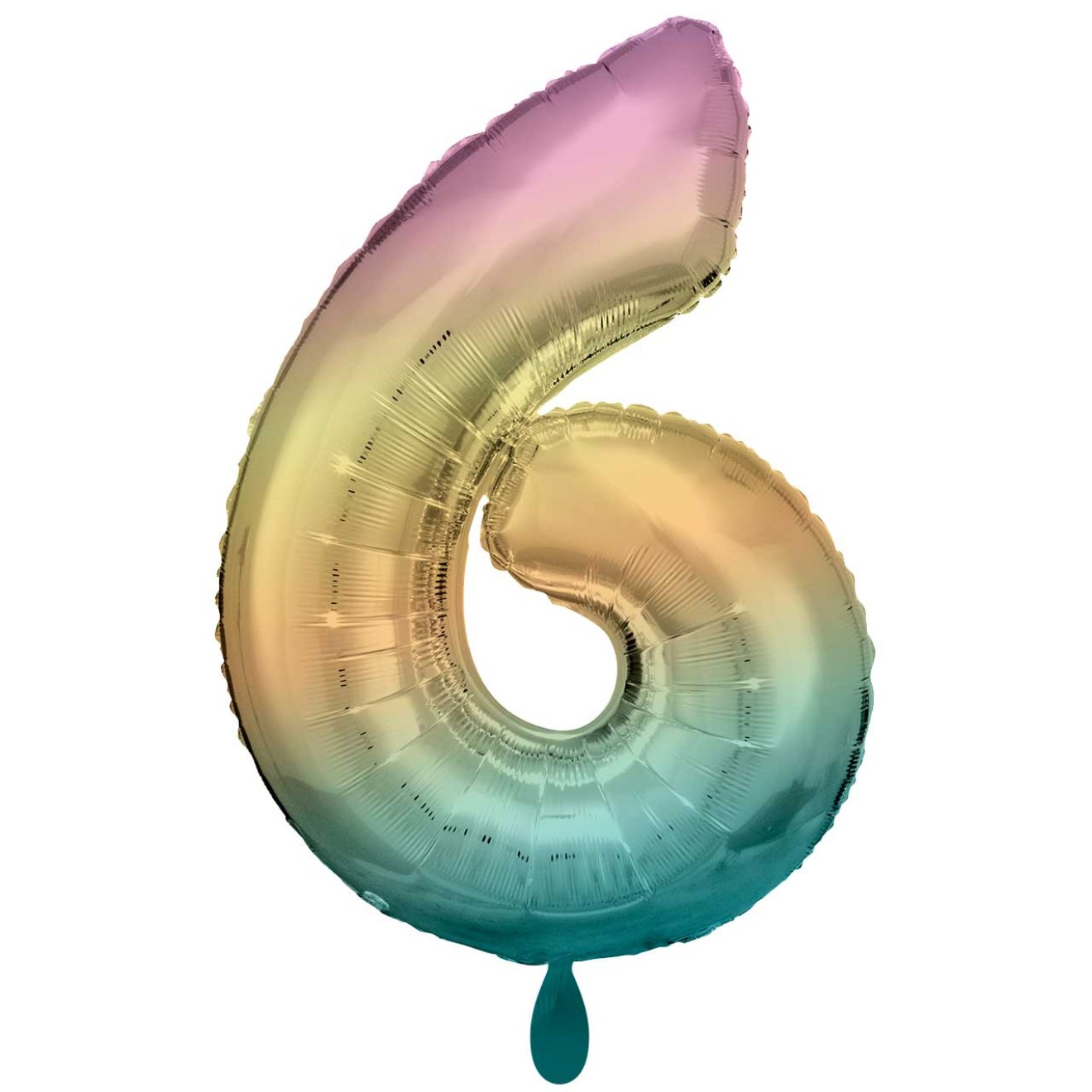 1 Balloon XXL - Zahl 6 - Regenbogen Pastel