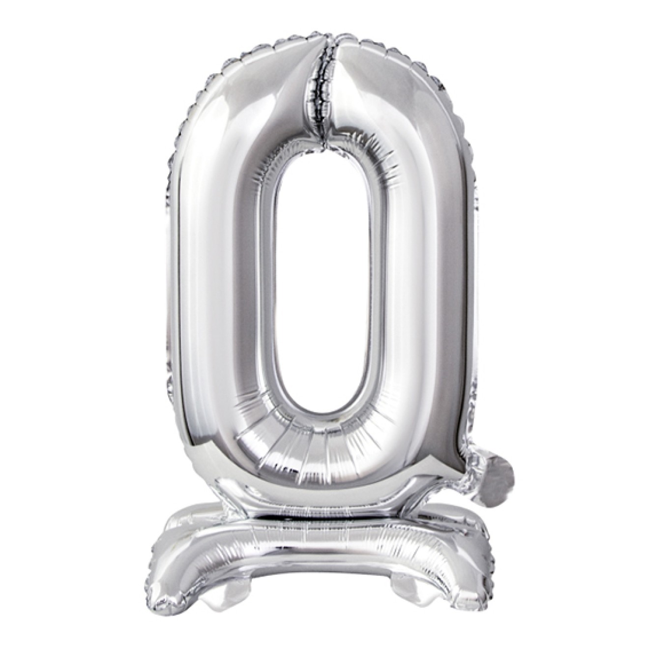 1 Balloon XS mit Standfuß - Zahl 0 - Silber