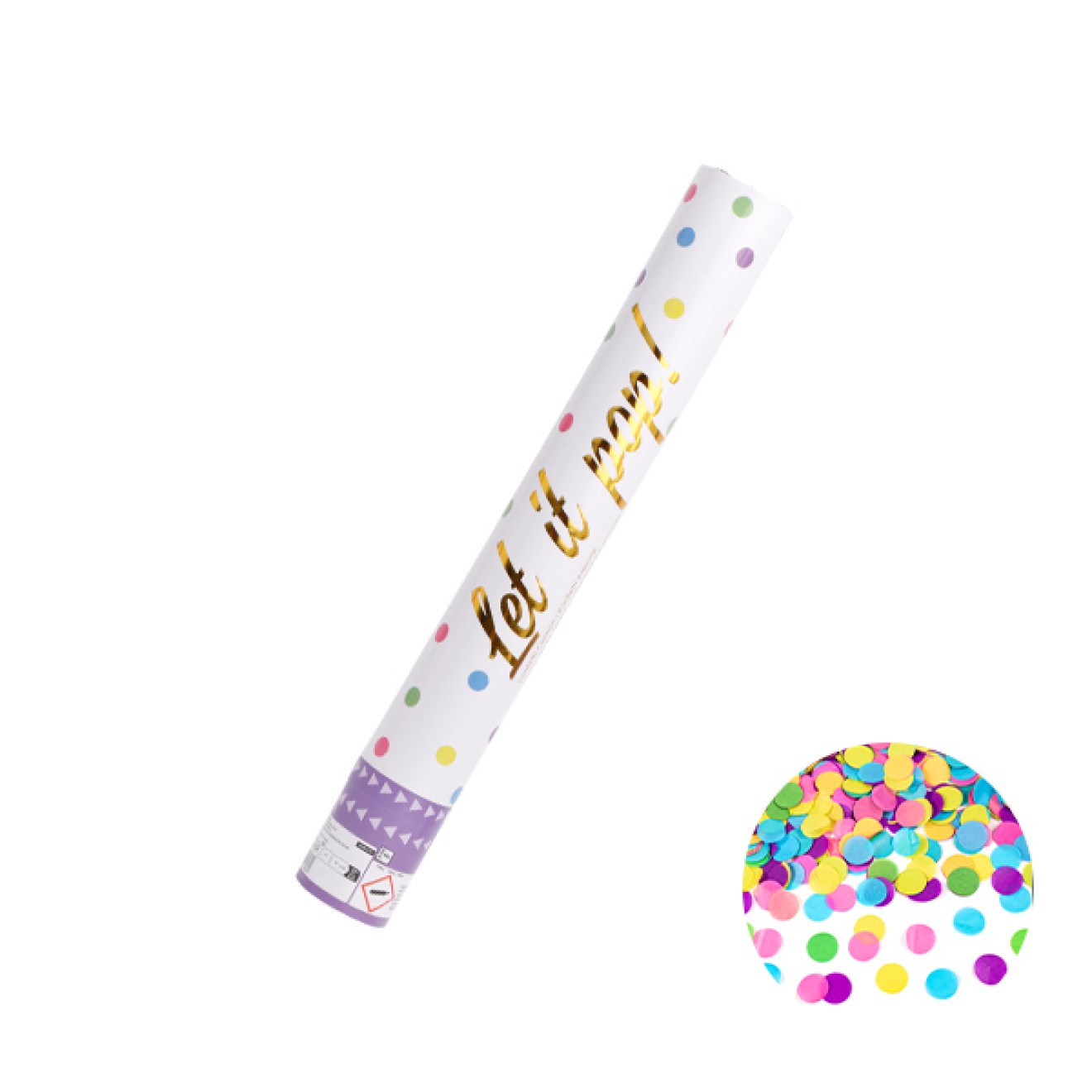 1 Konfettikanone - Multicolor Paper 40 cm