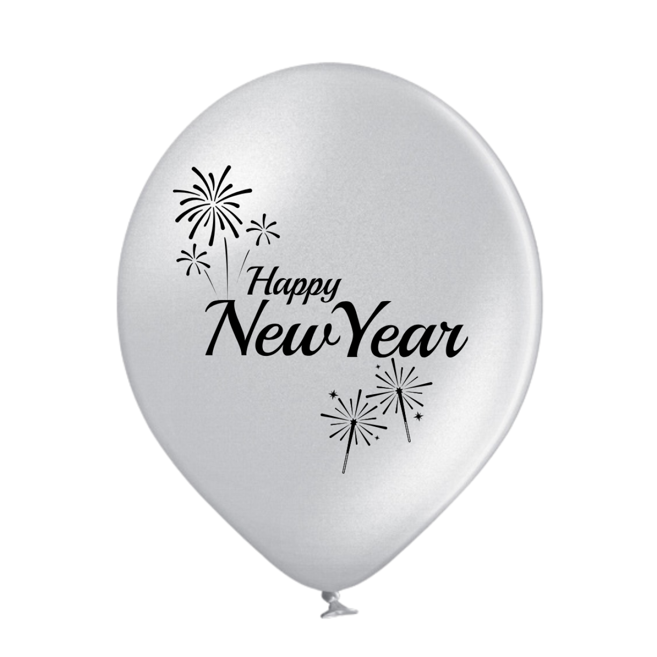 6 Luftballons Silvester: Happy New Year - Silber - Metallic