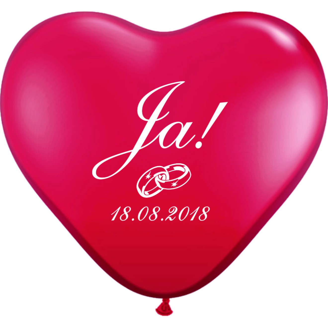 Herzluftballons bedrucken Ja!, Ringe & Datum - Preis ab 50 Stück
