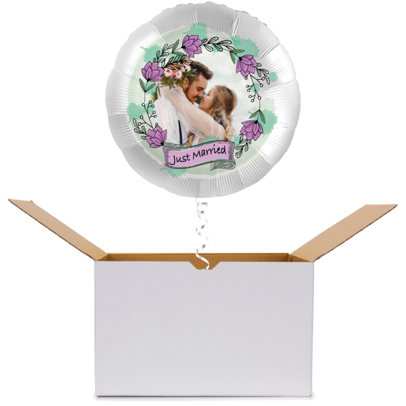 Ballonpost Fotodruck - Rundballon Hochzeit Just Married Ø 45 cm | luftballon.de