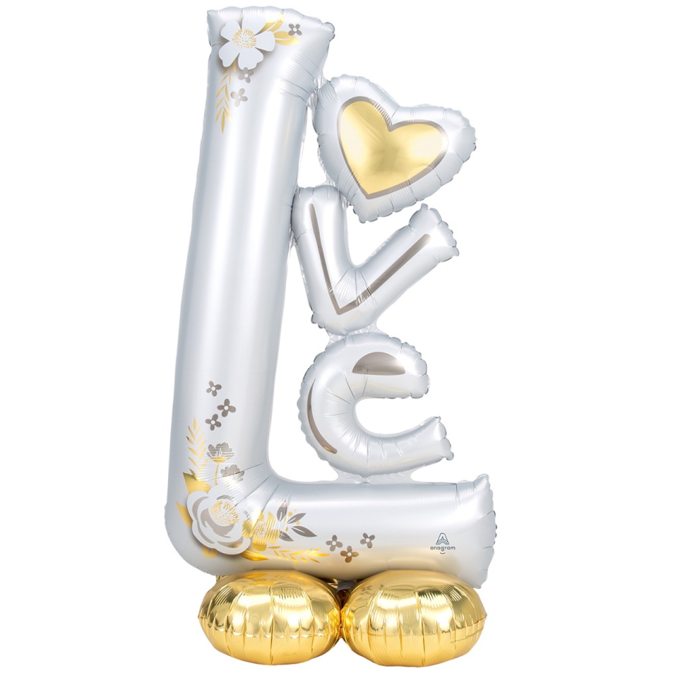 Folienballon Figur - Love - Silber & Gold - 147 cm | luftballon.de