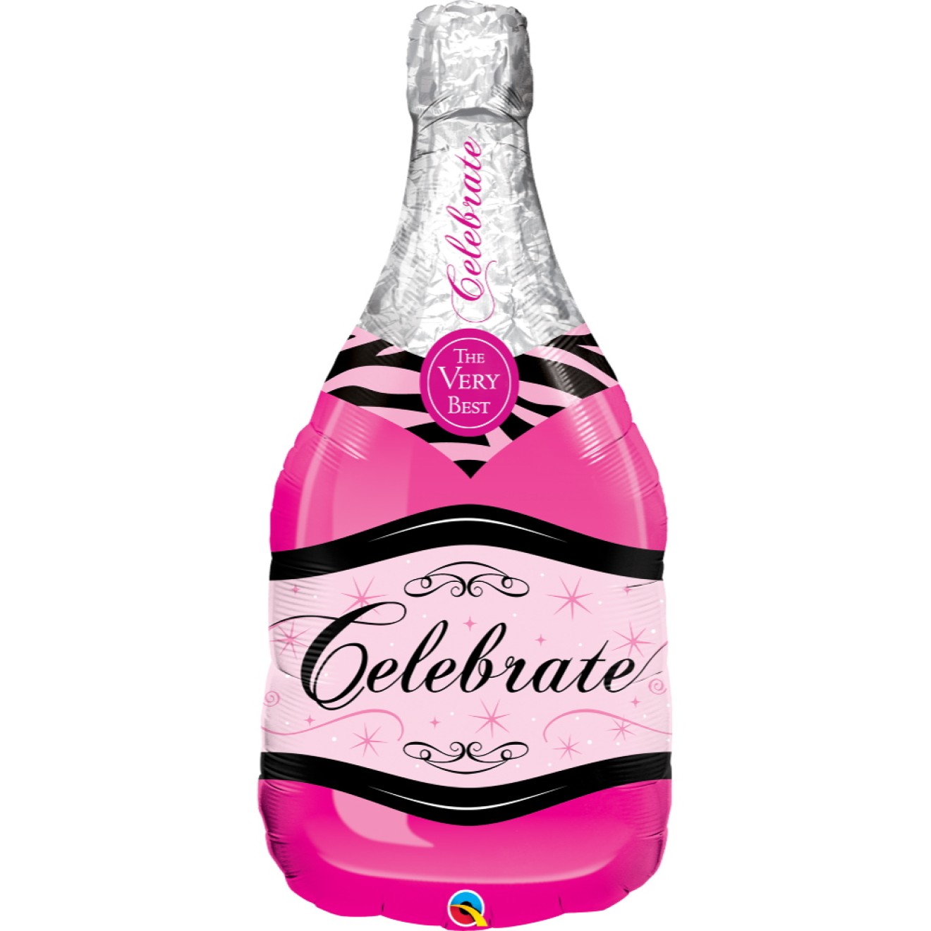 Folienballon Sektflasche Pink Celebrate 99 Cm Qualatex