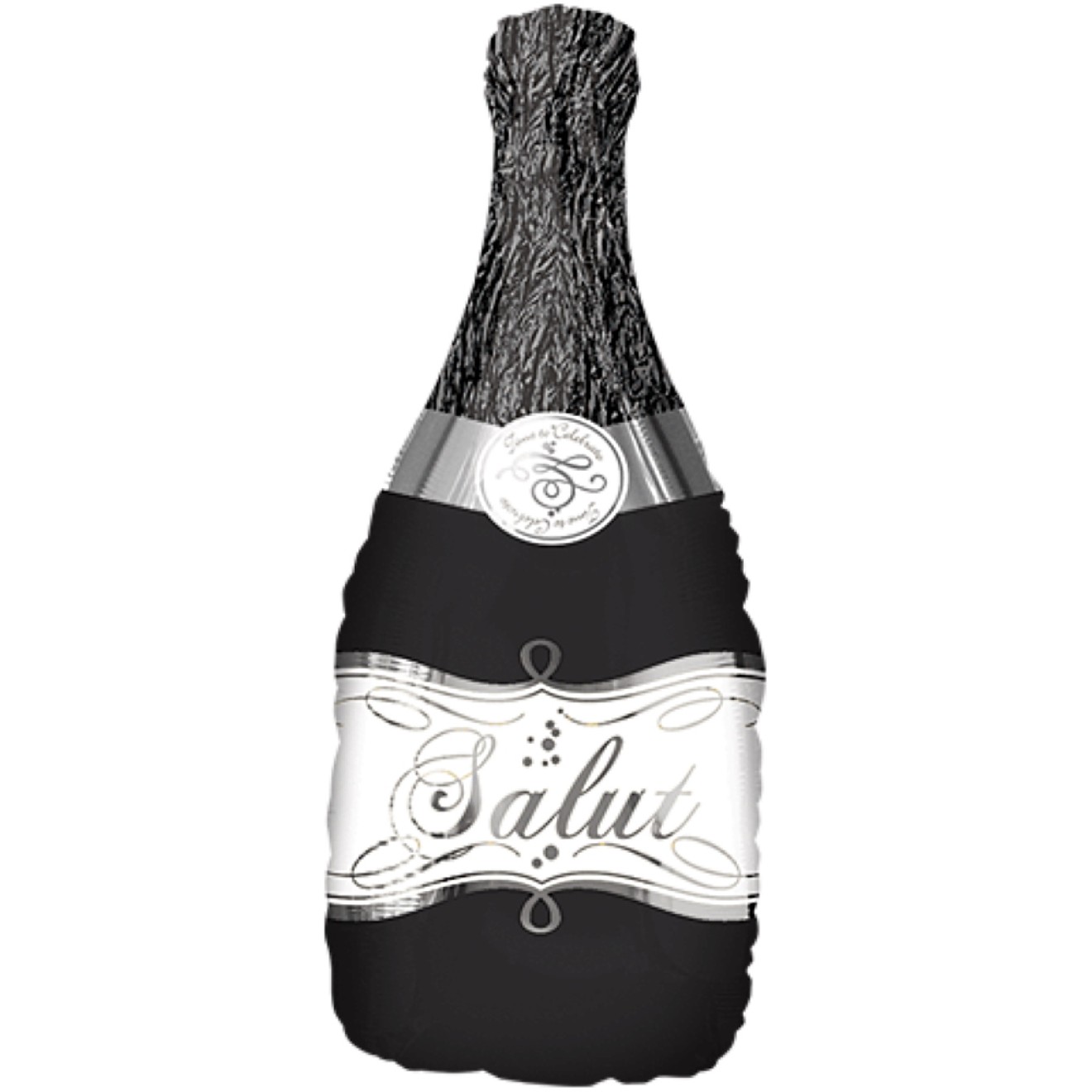 Folienballon Sektflasche Schwarz - Salut 91 cm
