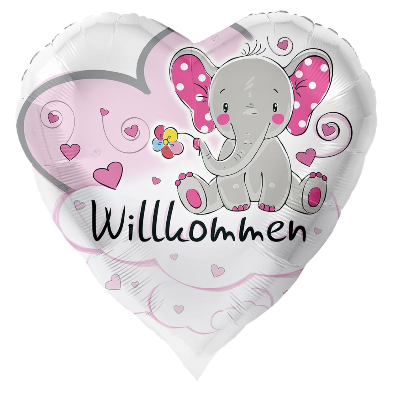 Folienballons Geburt - Willkommen Elefant (Mädchen) Ø 45 cm