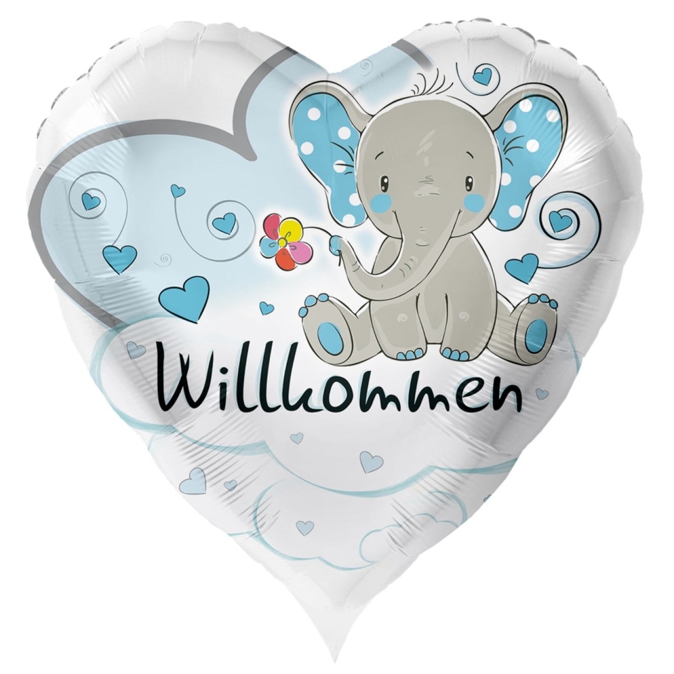 Folienballons Geburt - Willkommen Elefant (Junge) Ø 45 cm