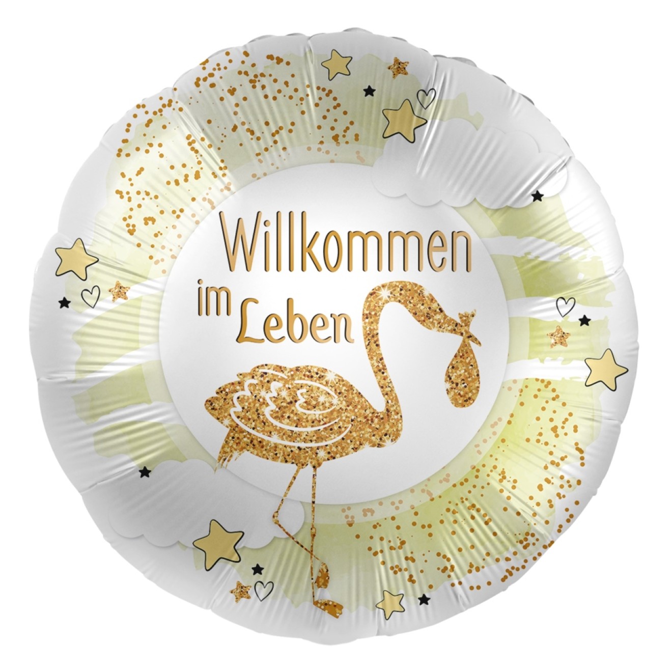 Folienballons Geburt Willkommen Im Leben (Gold) Ø 45 cm