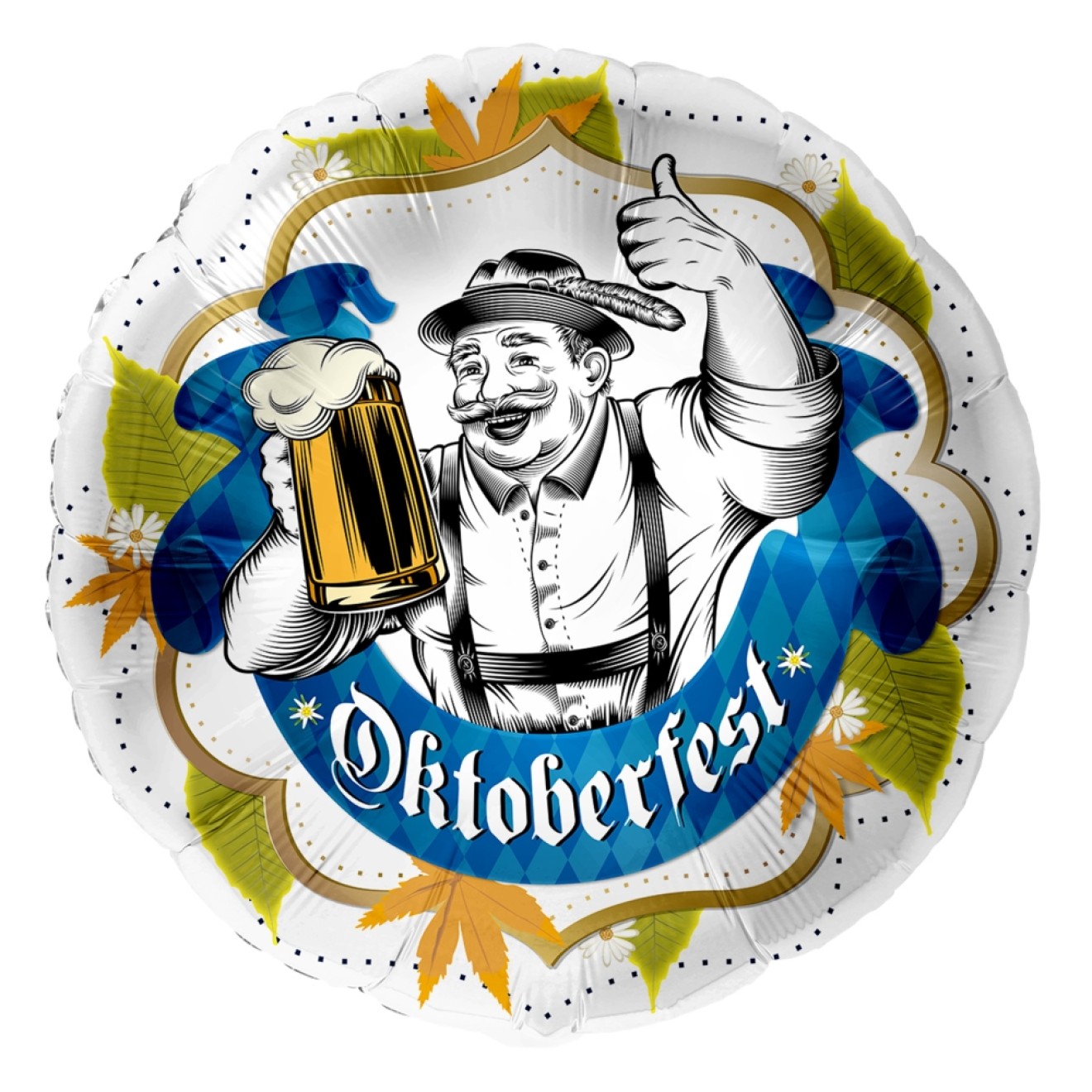 Folienballons Oktoberfest - Krug & Daumen Hoch (Rund) Ø 45 cm