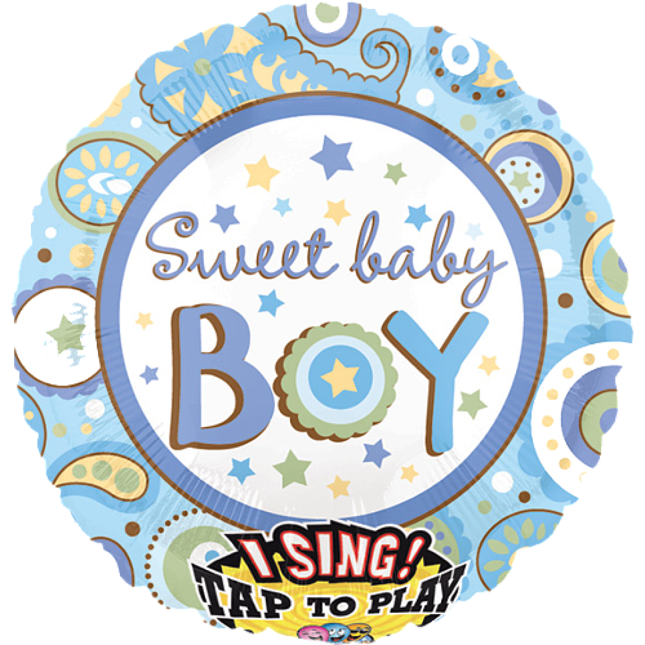 Folienballon Geburt: Sweet Baby Boy (Junge) - Singender Ballon Ø 71 cm