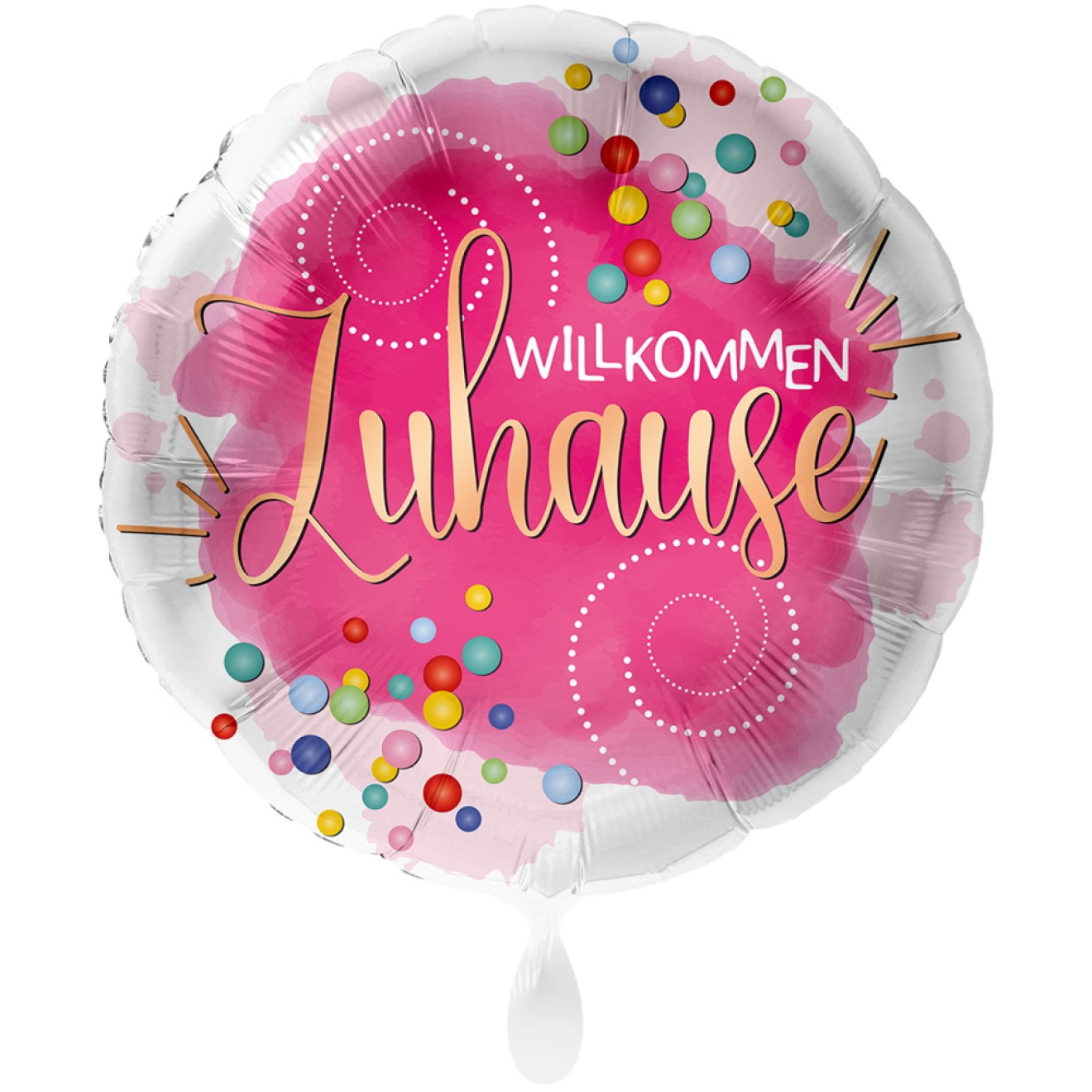 Folienballons Willkommen - Konfetti (Pink) Ø 45 cm | luftballon.de