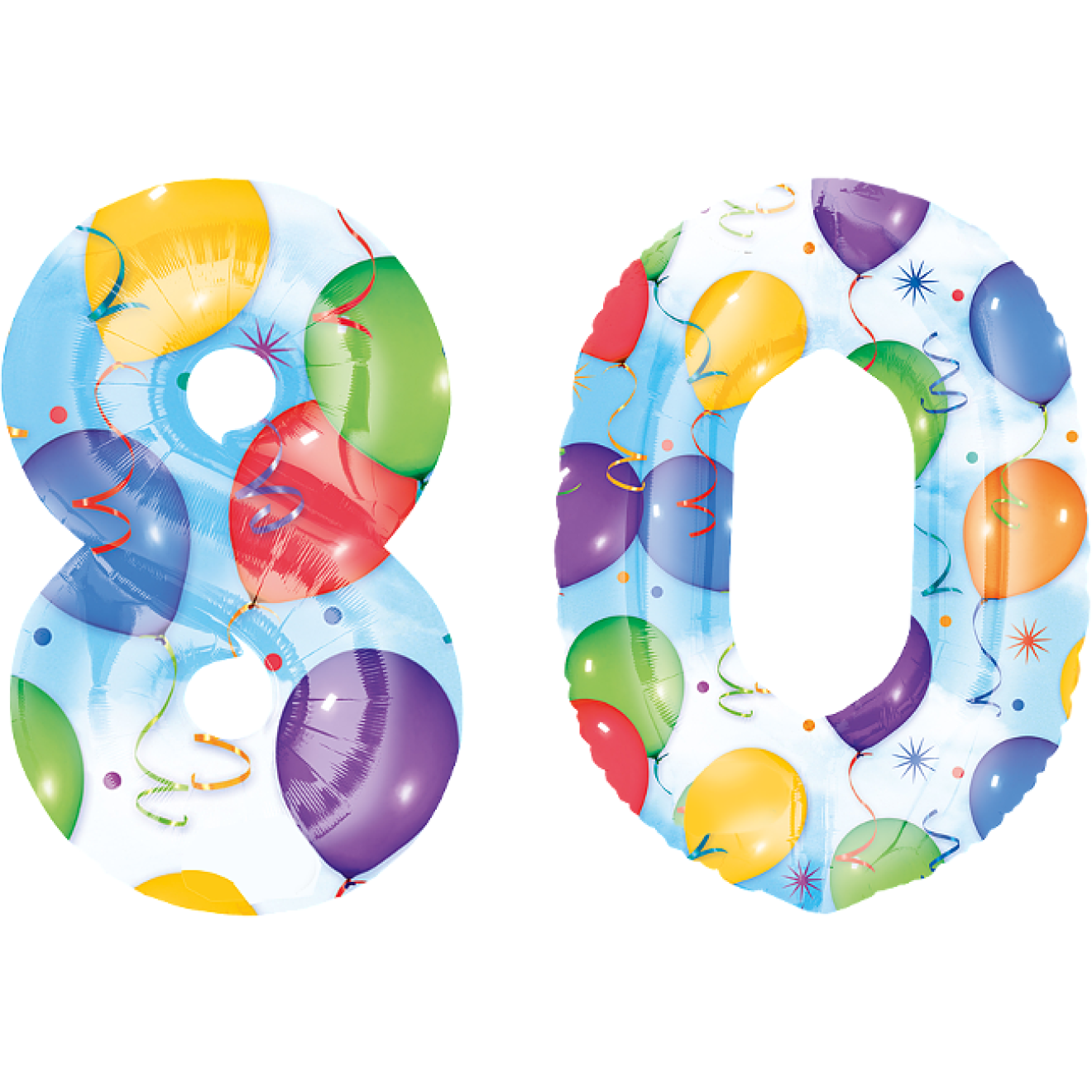 Ballonpost XXL Zahl 80 Bunt