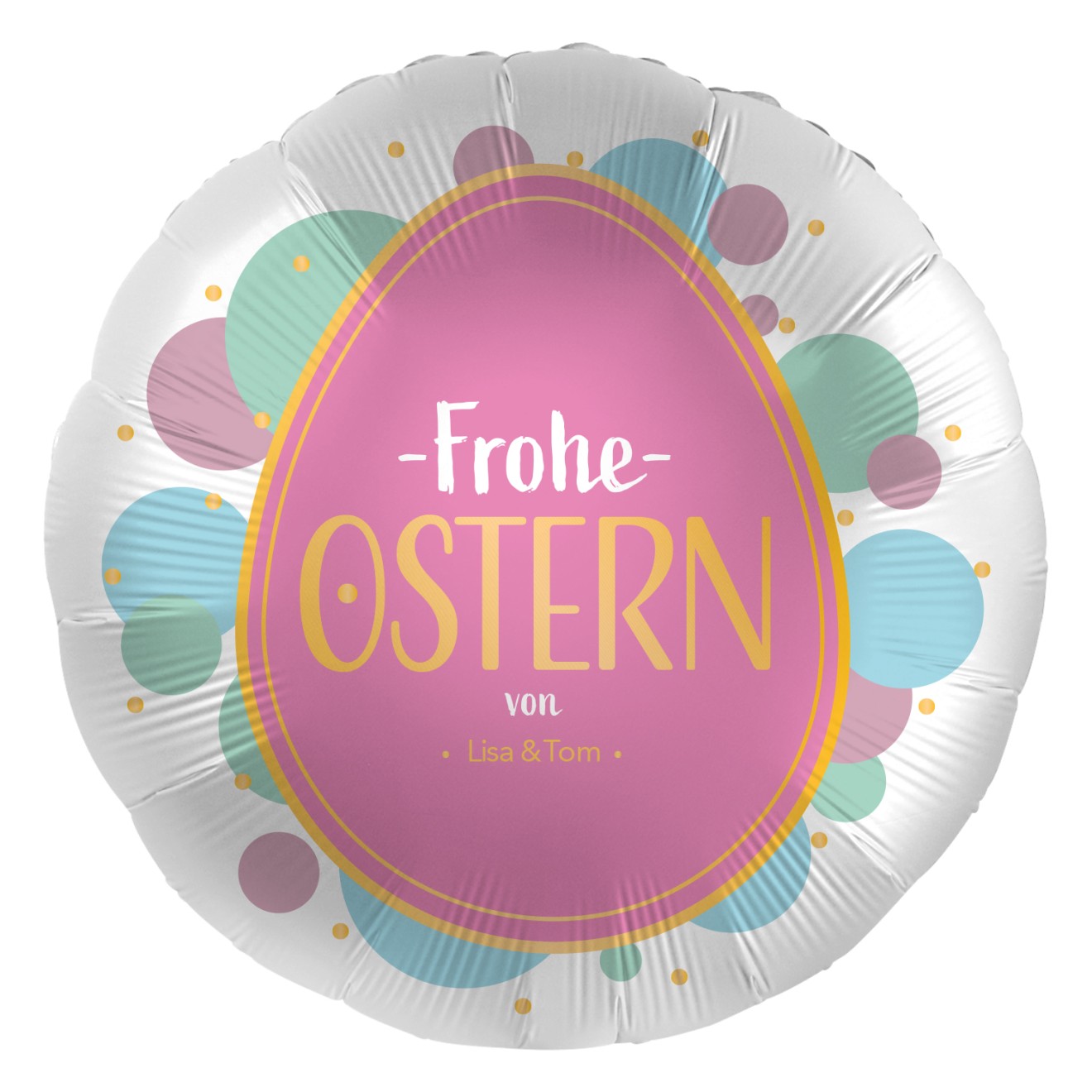 Folienballons Personalisiert - Frohe Ostern (Rosa Ei) Ø 45 cm | luftballon.de
