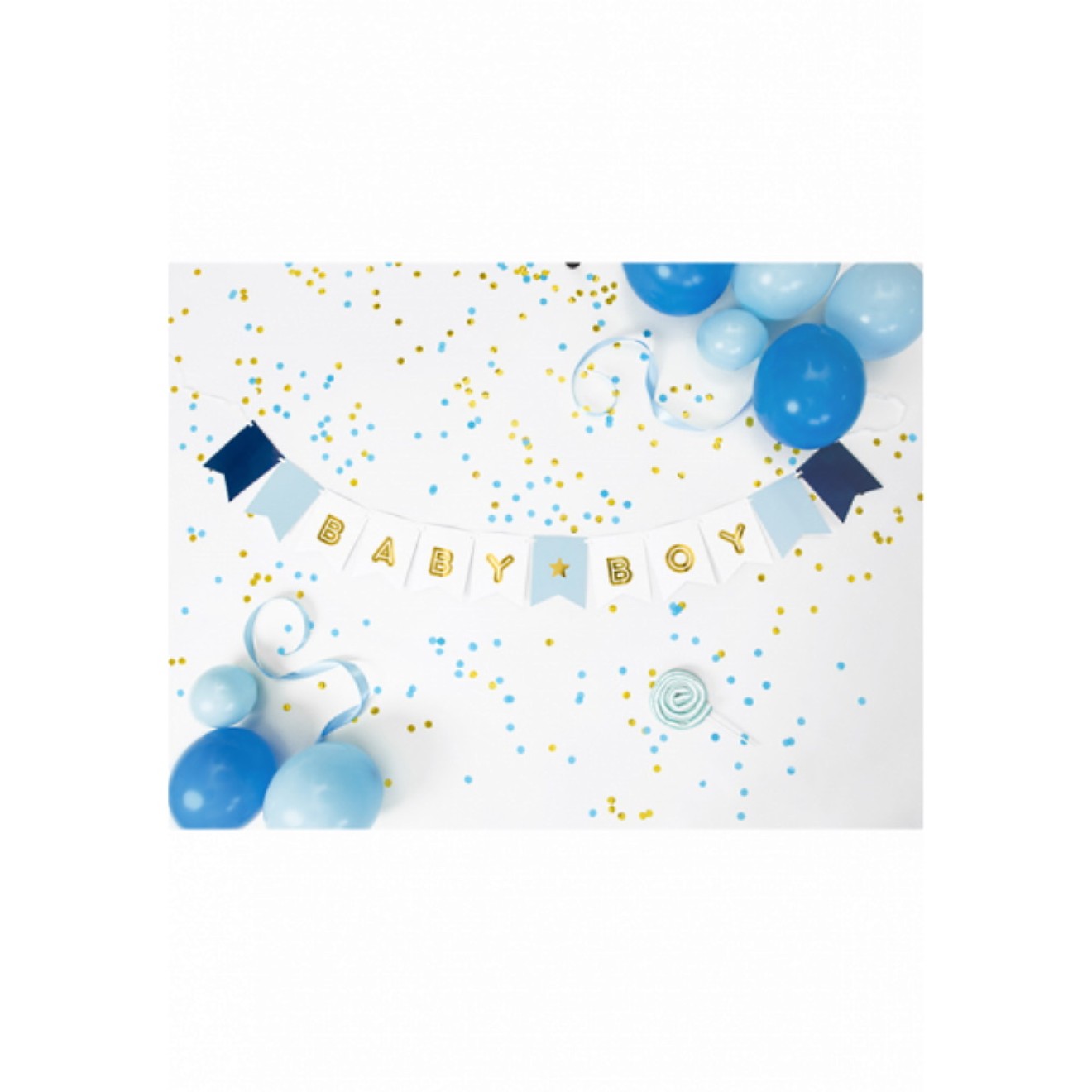 Papiergirlande - Baby Boy - Weiß & Blau